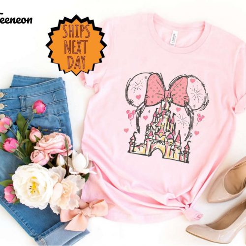 Valentine Disney Minnie Castle Shirt, Magical Kingdom Shirt, Disney Watercolor Castle Shirt, Disney Vacation Shirt, Family Vacation Shirt