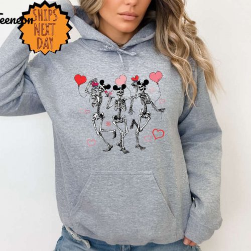 Valentine Heart Skeleton Sweatshirt, Valentines Day Skeleton Hoodie, Retro Valentine’s Day Shirt, Valentine Love Gift, Skeleton Heart Shirt