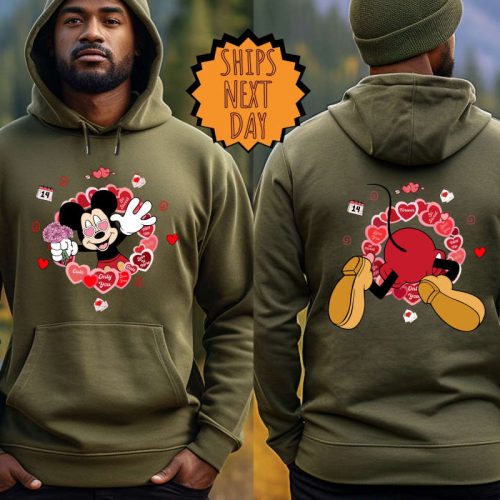 Valentine’s Day Disney Mickey Cute Sweatshirt, Valentine Mickey Heart Two-sided Gift, Disney Couple Shirts, Disney Valentine Couple Matching