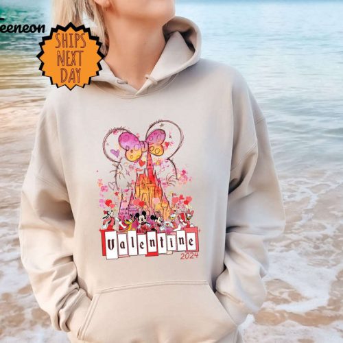 Valentine’s day Mickey And Friends Sweatshirt, Disneyland Valentines Day Hoodie, Valentines Disney Family Tee, Disney Castle, Valentine Gift