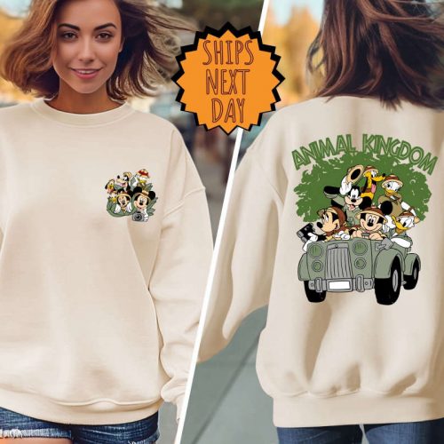 Vintage Disney Animal Kingdom Sweatshirt, Disney Family Safari Trip Hoodie, Disney Safari, Retro Mickey and Friends Two-sided Safari Hoodie