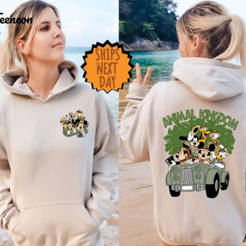 Vintage Disney Animal Kingdom Sweatshirt, Disney Family Safari Trip Hoodie, Disney Safari, Retro Mickey and Friends Two-sided Safari Hoodie