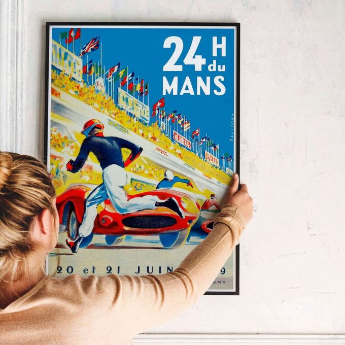 Vintage 1959 Le Mans Motor Racing Poster for Home Decor Gift