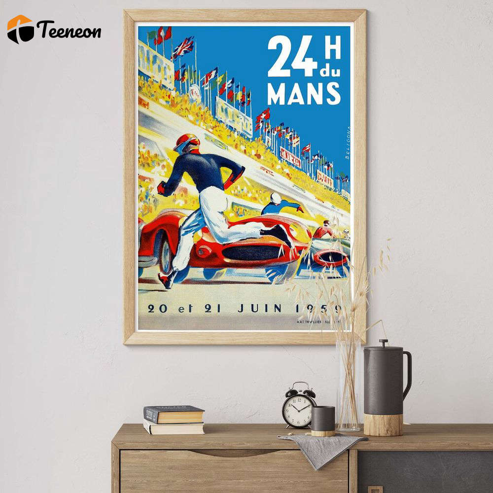 Vintage 1959 Le Mans Motor Racing Poster for Home Decor Gift Vintage 1959 Le Mans Motor Racing Poster for Home Decor Gift