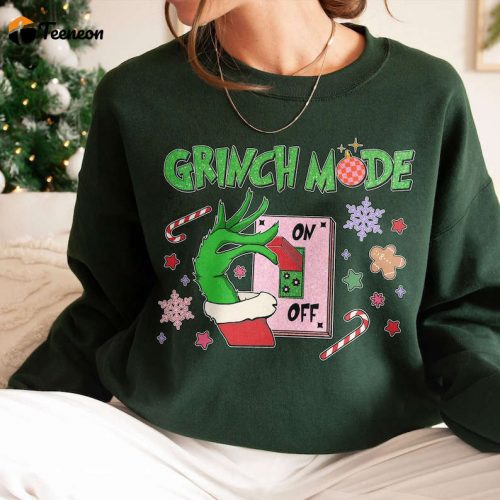 Embrace Your Inner Grinch with our Grinch Mode On Printed Shirt – Perfect for Holiday Season!