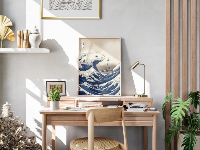 Jaws / The Great Wave Cover Jaws Poster for Home Decor Gift / Minimalist Movie Poster for Home Decor Gift / Vintage Retro Art Print / Custom Poster for Home Decor Gift Wall Art Print