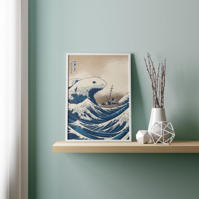 Jaws / The Great Wave Cover Jaws Poster for Home Decor Gift / Minimalist Movie Poster for Home Decor Gift / Vintage Retro Art Print / Custom Poster for Home Decor Gift Wall Art Print