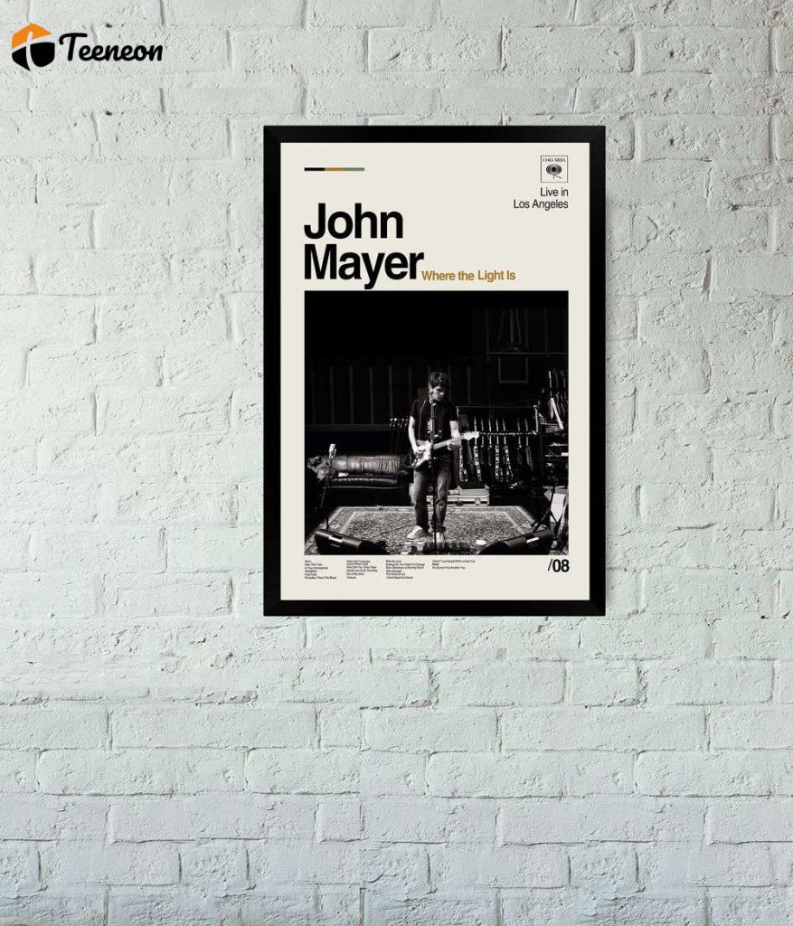 John Mayer Where the light is Album Poster for Home Decor Gift – John Mayer – Minimalist Art – Vintage Poster for Home Decor Gift