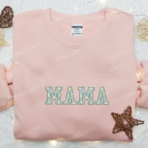 Mama Flower Pattern Embroidered Hoodie – Perfect Holiday Gift for Mother’s Day