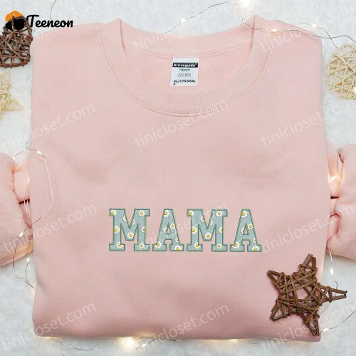 Mama Flower Pattern Embroidered Hoodie – Perfect Holiday Gift for Mother’s Day