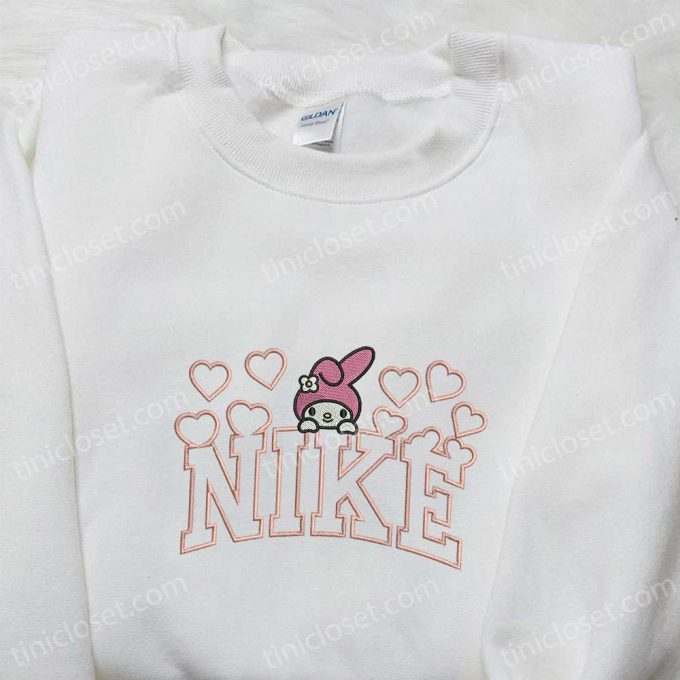 Nike Embroidered Shirt & Hoodie: My Melody Hearts x Hello Kitty Cartoon D Gift for Men Women Nike Inspired Sweatshirt