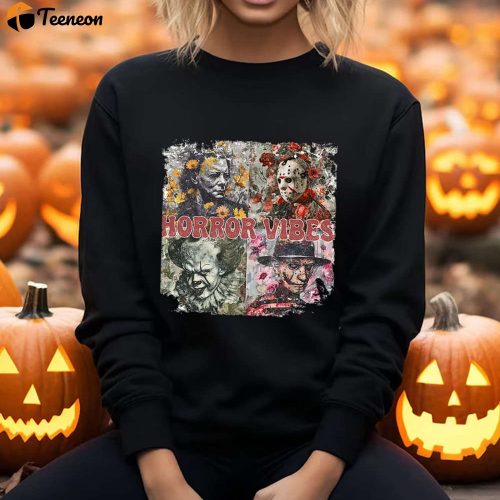 Spooky Retro Halloween Horror Movie Sweatshirt – Scary Characters Shirt for Halloween