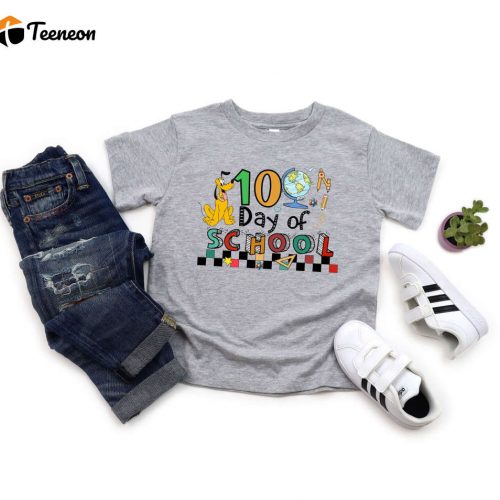 100 Day of School Shirt – Celebrate with Cartoon Characters Disney Goofy Pluto Teacher Crew Shirt 100 Days Celebration Shirt