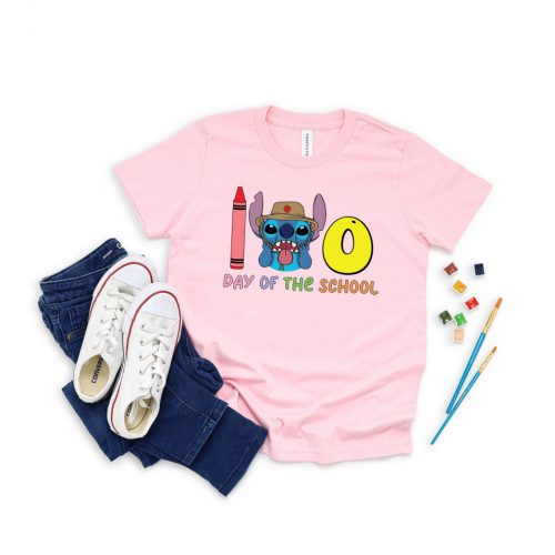 100 Day of School T-shirt: Funny Stitch Shirt for Kids Best School Tee Disney Inspired Kindergarten Teacher Gift Student Tees