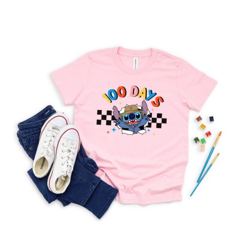 Shop the Trendy 100 Days Celebration T-Shirt School Vibes Stitch & Retro Disney Shirt Collection Get Your Teacher Squad & Kindergarten Shirts Now! (449 characters)