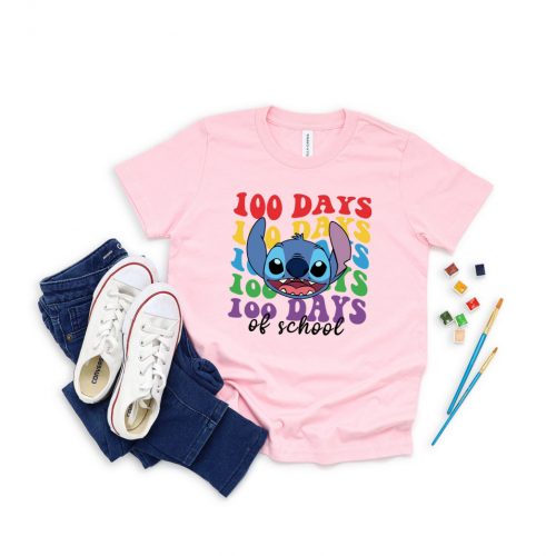 100 Days of School Shirt Disneyworld Stitch Tee – Perfect Kids School Outfit Disney Teacher Gift & Student Shirt