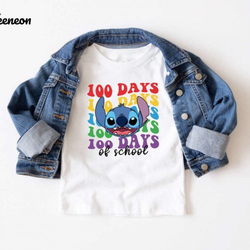 100 Days of School Shirt Disneyworld Stitch Tee – Perfect Kids School Outfit Disney Teacher Gift & Student Shirt