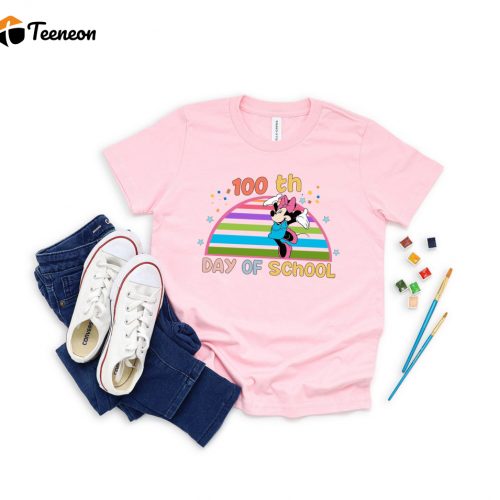 Celebrate 100th Days with Disney: Mickey & Minnie Mouse Cartoon School Shirt for Teachers