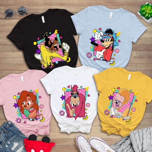 A Goofy Movie Characters Shirt, Max Goofy Roxanne Powerline Bobby Bigfoot T-shirt, Familyland Holiday Gift Family Vacation Family Trip Shirt