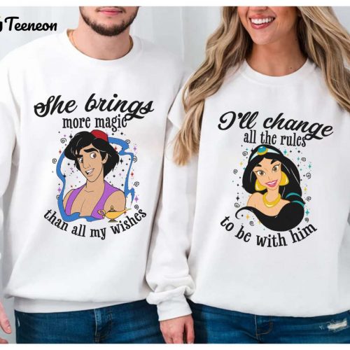 Aladdin and Jasmine Couple Shirt – Disneyland Matching Shirts Perfect Valentines Day Gift