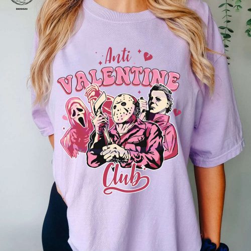 Spook your Valentine with Anti-Valentine Club Ghostface Shirt! Unique Horror Valentine Day Shirt and Creepy Valentine Sweater perfect Horror Fan Gift Get your spooky Valentine Shirt now!