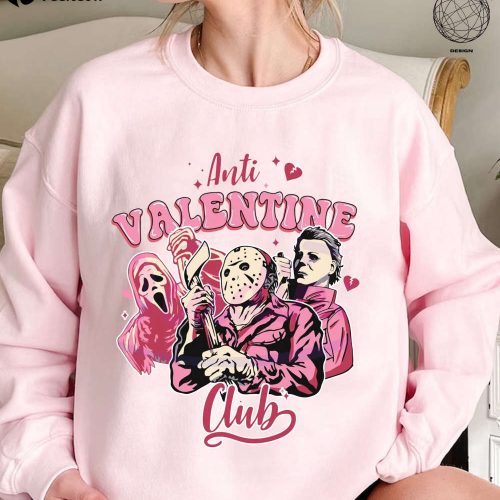 Spook your Valentine with Anti-Valentine Club Ghostface Shirt! Unique Horror Valentine Day Shirt and Creepy Valentine Sweater perfect Horror Fan Gift Get your spooky Valentine Shirt now!