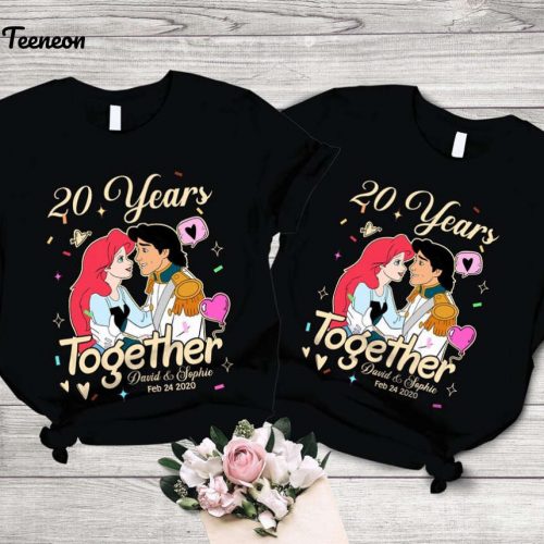 Ariel & Eric Anniversary Valentine Shirt Little Mermaid Disneyland & Disneyworld Magic Kingdom Couple Shirts