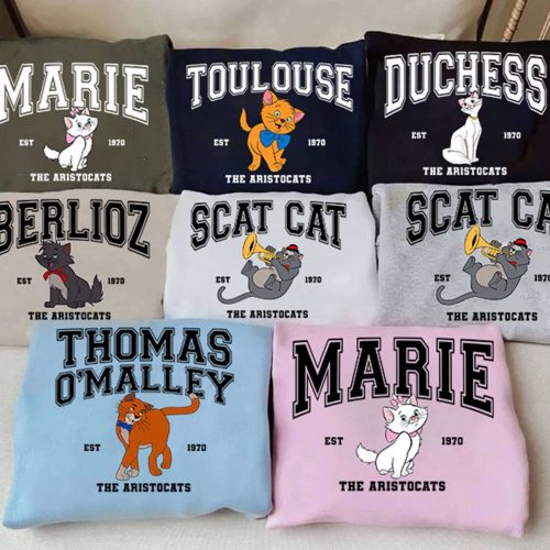 Unique Aristocats Shirt: Marie Duchess Thomas O Malley Berlioz Toulouse Sweatshirt Family Matching Shirts