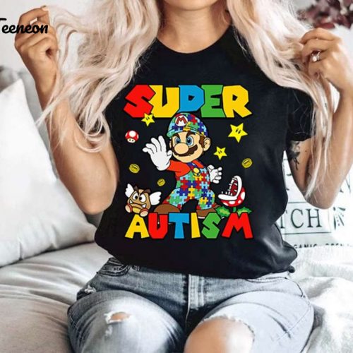 Autism Awareness Super Mario Shirt Mario Bros Autism Day Tshirt Neurodivergent ADHD Tee