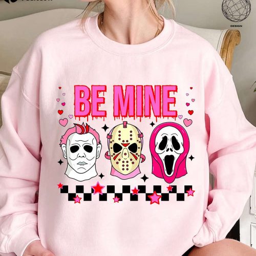 Spooky Valentine s Day Shirt: Be Mine Ghostface & Horror Characters – Perfect Matching Gift for Her! Funny Valentines Tee