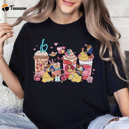 Beauty & Beast Valentine Coffee Shirt: Belle Couple Tee Latte & Disneyland Family