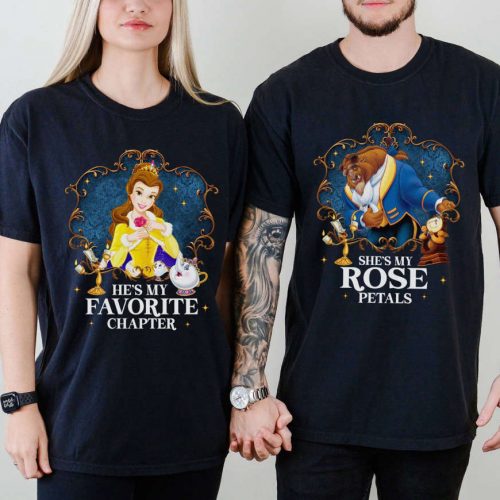 Beauty and the Beast Couple Shirt – His Favorite Chapter Her Rose Petals Disneyland Matching Shirts