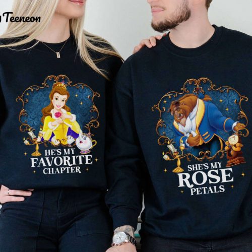 Beauty and the Beast Couple Shirt – His Favorite Chapter Her Rose Petals Disneyland Matching Shirts