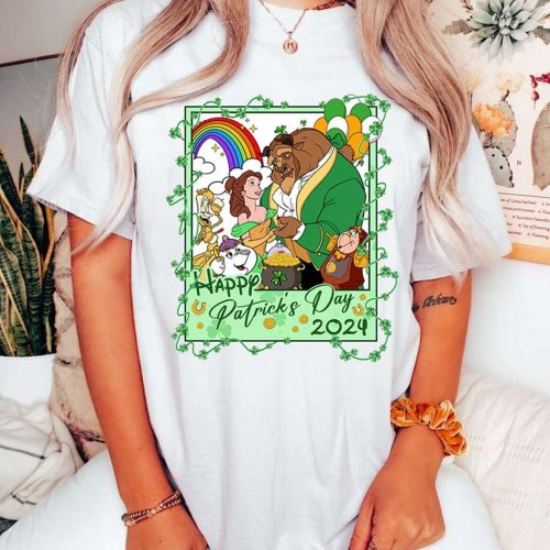 St Patrick s Day Beauty and the Beast T-Shirt Happy Belle Princess Disneyland Tee