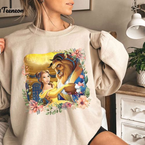 Belle and Beast Valentine Shirt Sweatshirt Hoodie Disneyland Couple Apparel 2024