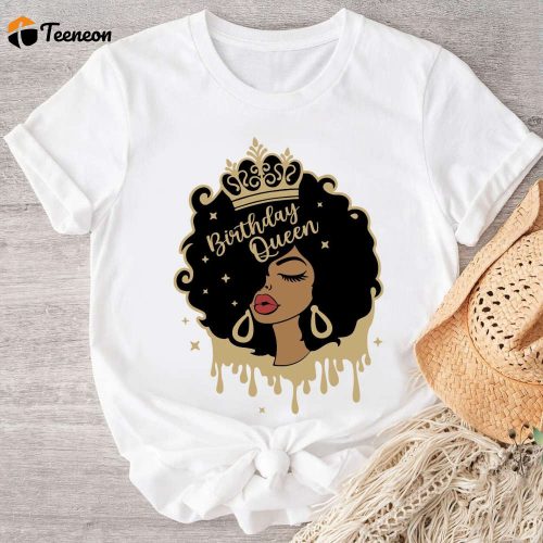 Stylish Birthday Queen Shirt & Afro Queen Gift: Celebrate with Birthday Diva Shirt & Afro Woman Birthday Attire