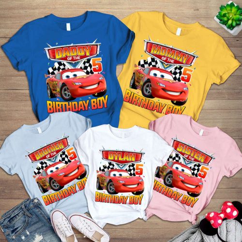 Fun & Stylish Cars Lightning Mcqueen Birthday Shirts for Boys Any Age & Family Shirts