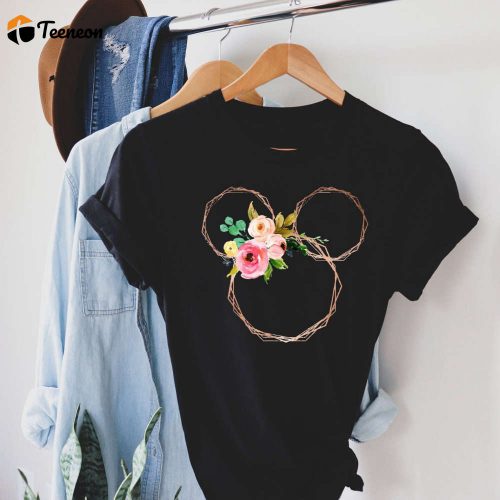 Boho Disney Mickey Ears Shirt: Floral Disneyland Women s Tee for Summer Magic Land Trip