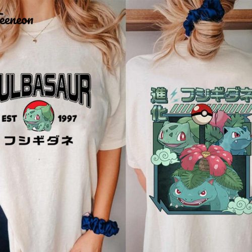 Bulbasaur Pikachu Eevee Charmander Squirtle Pokemon Shirt Retro Video Game Family Trip Kids Gift