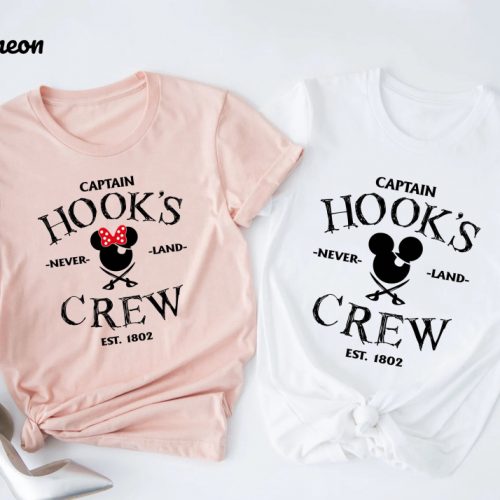 Captain Hooks T-Shirt: Pirate Crew Est 1802 Logo Shirt Disney Family Matching Never Land Crew Disney Cruise