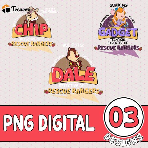 Chip and Dale Rescue Rangers Team Png Bundle – Double Trouble Shirt for Disneyland Family