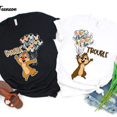 Double Trouble Disney Chip And Dale Shirt – Fun Mickey Balloon Tee for Disneyland Family