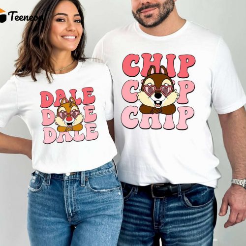 Disney Chip and Dale T-shirt: Funny Valentine Sweatshirt with Heart Design – Perfect Gift for Valentines Day Disney Love Shirt