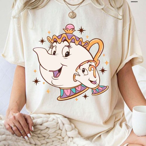 Disney Chip and Mrs Potts Princess Shirt: Beauty and the Beast Tea Pot & Cup Design Perfect for Moms!