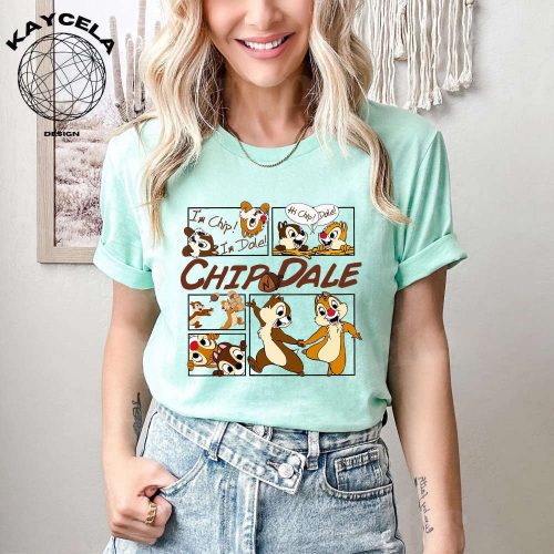 Double Trouble Couple Shirt: Chip n Dale Disney Character Shirt – Perfect Disney Sibling Shirt with Chip and Dale Characters – Fun and Stylish Disney Shirt