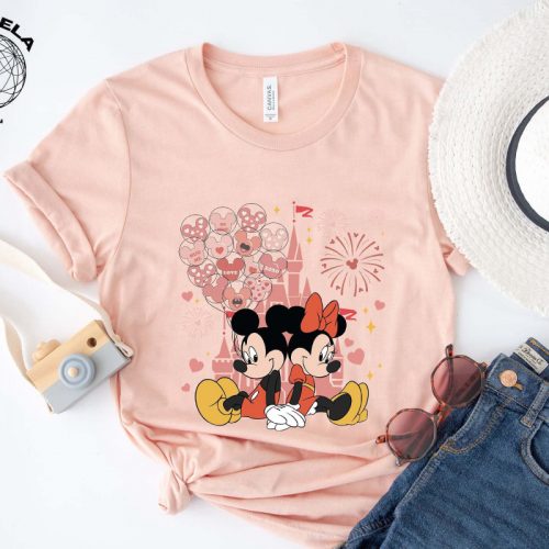 Disneyland Mickey and Minnie Valentine Shirt – Comfy Comfort Colors® Family Tee with Disney Castle for Valentine s Day