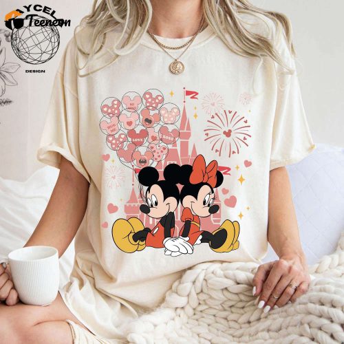 Disneyland Mickey and Minnie Valentine Shirt – Comfy Comfort Colors® Family Tee with Disney Castle for Valentine s Day