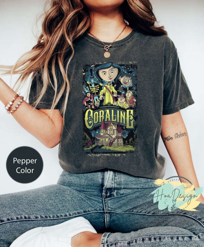 Coraline Vintage Retro Horror T-Shirt Best for Coraline Movie Fans Funny Cartoon Shirt 2023