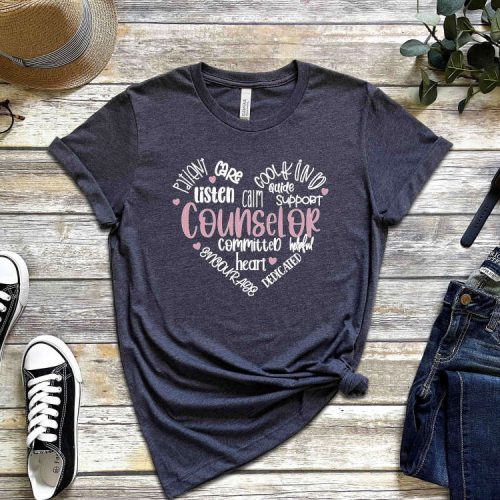 Counselor T-shirt Heart Love & Teacher Squad Shirts for School Motivational & Special Education Apparel