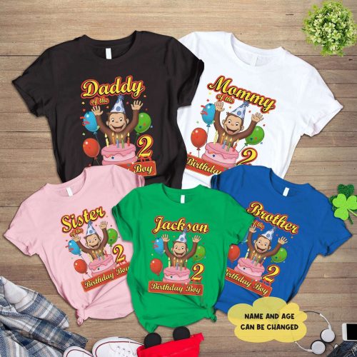 Personalized Curious George Birthday PNG: Custom Matching Shirt for Family Celebrations